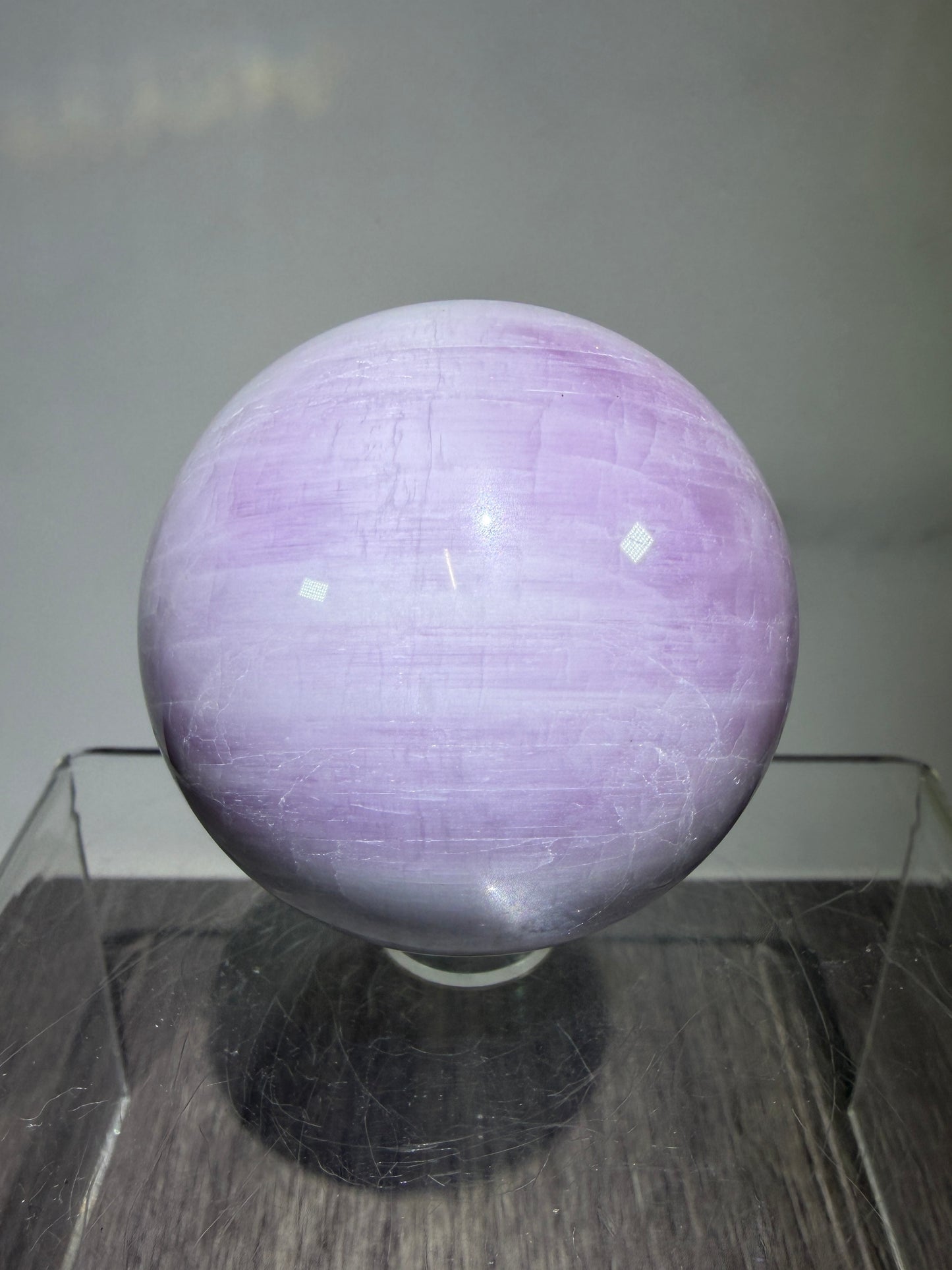 Kunzite Crystal Sphere. 50mm. Gorgeous Display Sphere. Beautiful Flash And UV Reactive