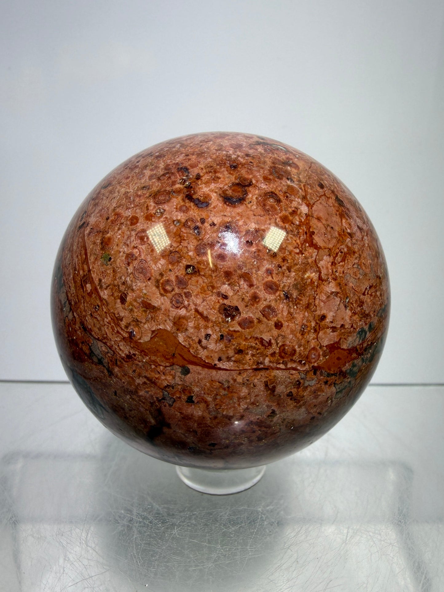 Fire Calcite Crystal Sphere. 53mm. Amazing New Material. Beautiful Display Sphere With A Nice UV Reaction.