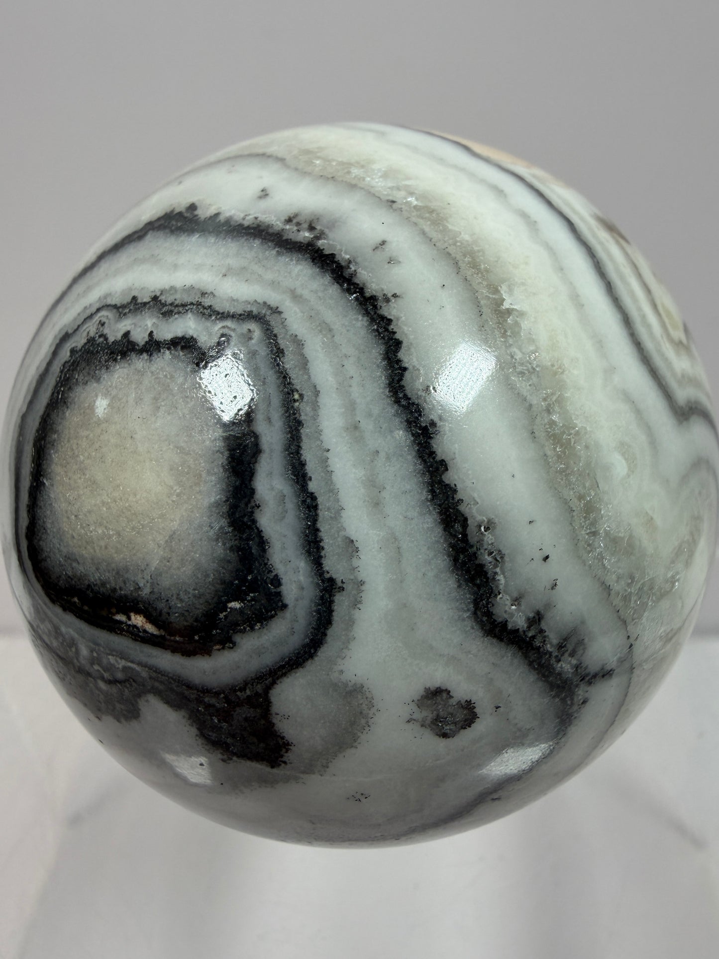 Banded Zebra Calcite Sphere. 55mm. Gorgeous Calcite Display Sphere. Rare Colors With Stunning Patterns
