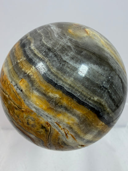Banded Agate Sphere From Brazil. 57mm. Rare Colors And Patterns On This High Quality Display Sphere