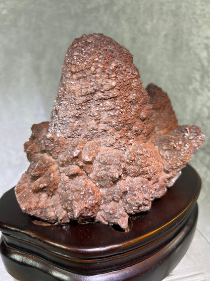 Red Pagoda Calcite With Hematite Inclusions. 5.3 lbs. Stunning Large Flashy Calcite Display Specimen. Includes Custom Wooden Stand