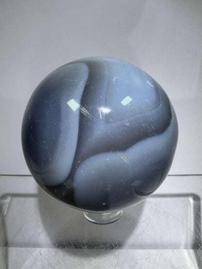 Banded Agate Crystal Sphere. 57mm. Beautiful Display Sphere From Madagascar. Gorgeous Colors And Banding.