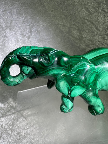 Malachite Elephant Carving From Africa. Amazing Piece Of Art For Your Collection
