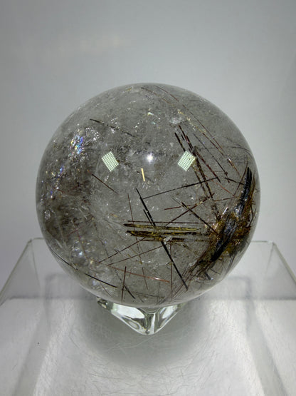 Rutile Quartz Sphere. 65mm. Crazy Rutile Plate Inclusion. High Quality Golden Rutilated Quartz.
