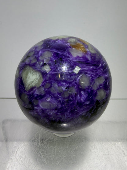 Charoite Crystal Sphere. 50mm. High Quality Beautiful Crystal. Amazing Patterns And Flash. Stunning Rare Crystal