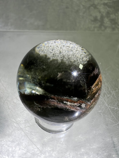 Garden Quartz Lodolite Sphere. Amazing High Quality Four Seasons Landscape.