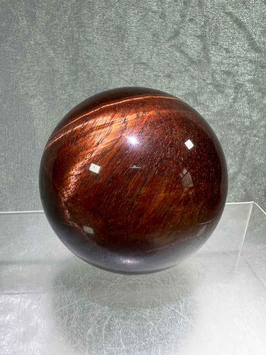 Red Tigers Eye Sphere. 65mm. Amazing Red And Gold Flash! Gorgeous Display Sphere!