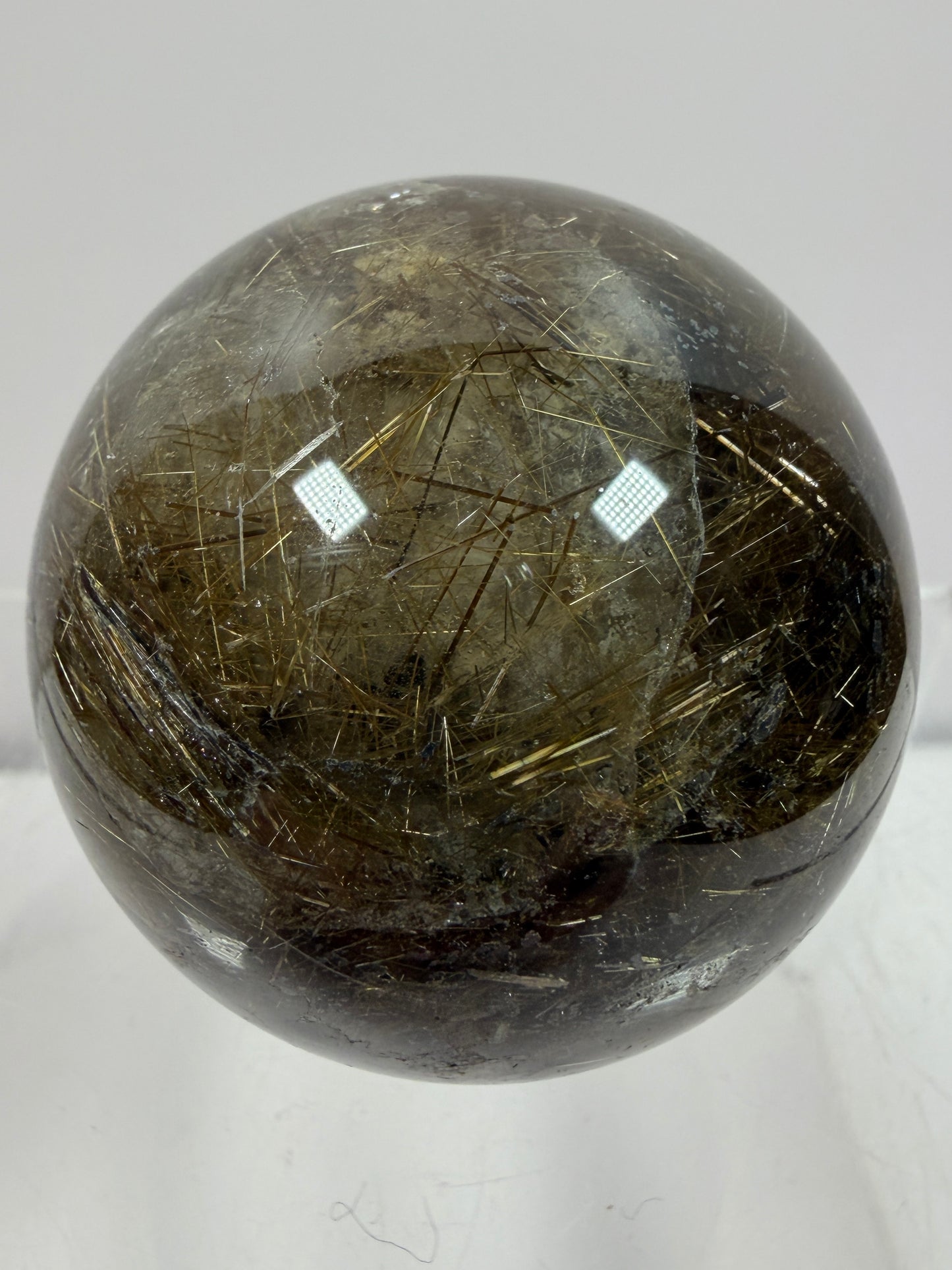 Rutile Quartz Sphere. 49mm. Beautiful Rare Golden Rutilated Quartz. Very Full Of Rutile And Hematite Inclusions