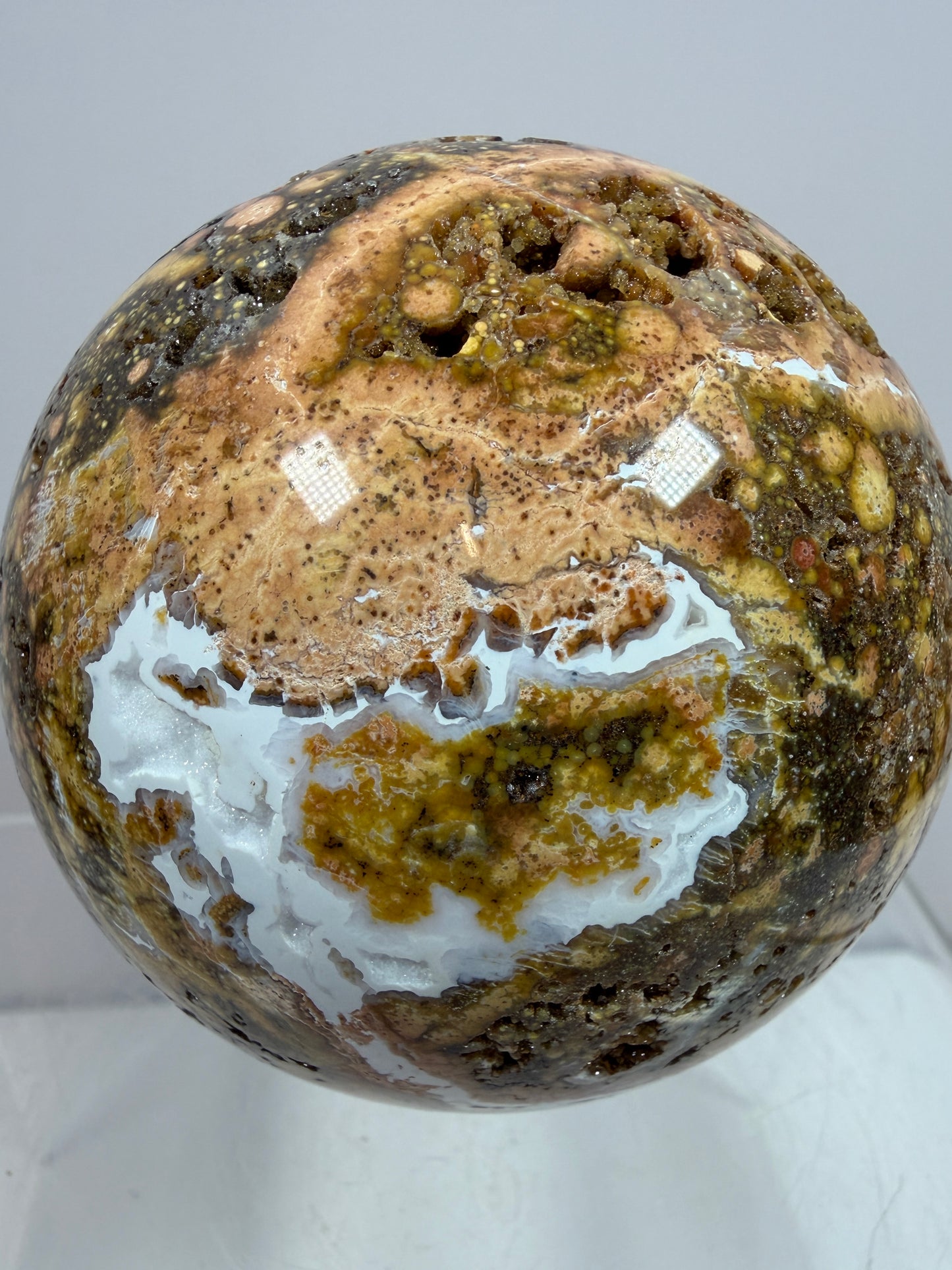 Ocean Jasper Sphere. 72mm. Very Flashy Druzy Sphere. High Quality Stunning Display Crystal