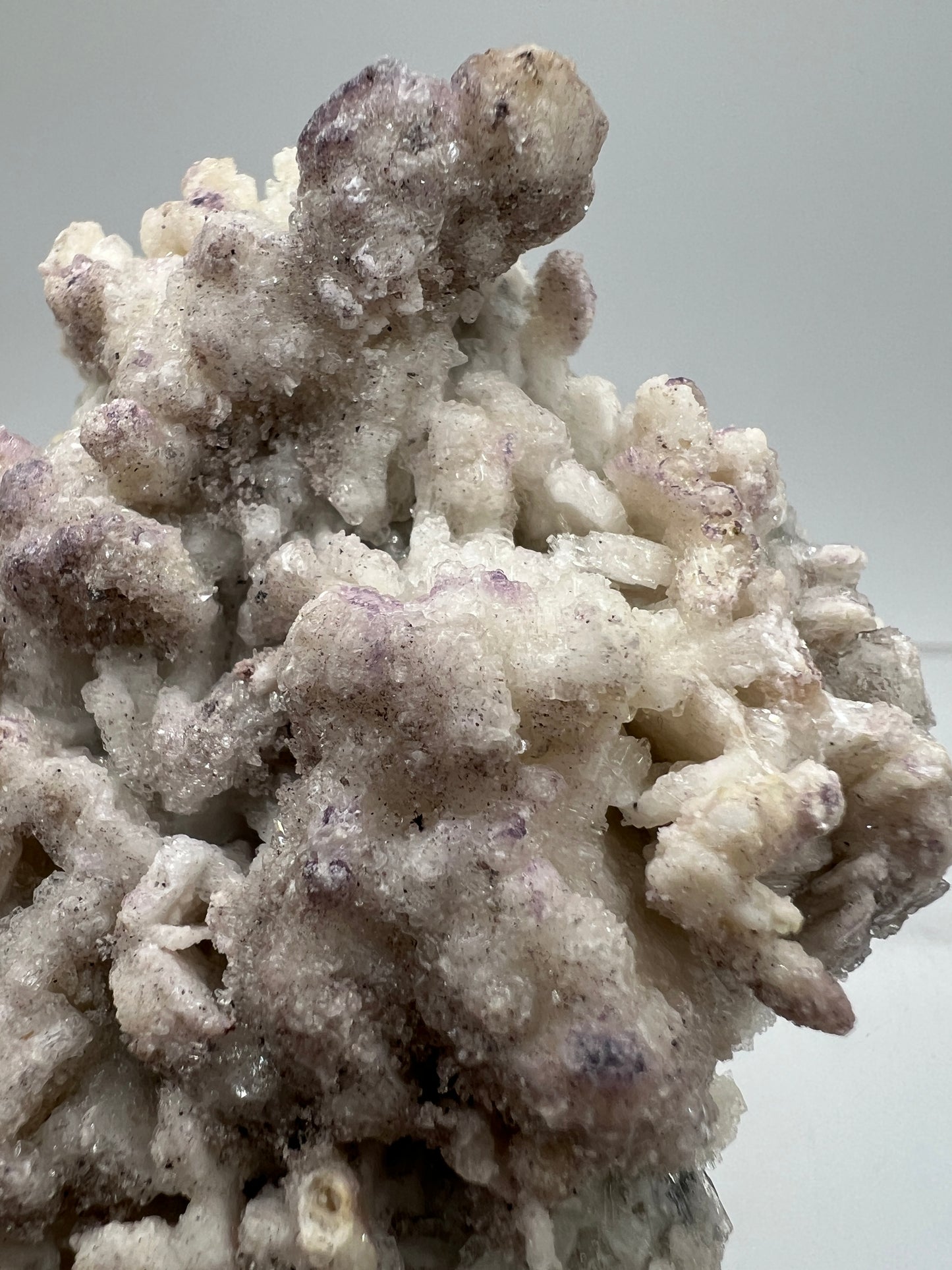 Selenite With Druzy Fluorite. Very Unique Mineral Specimen From Mexico. UV Reactive Display Crystal.