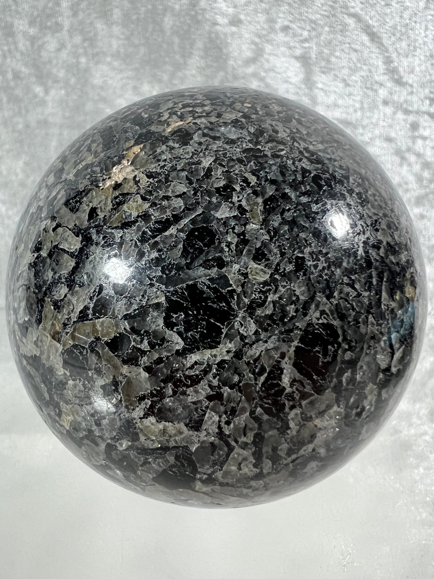 Black Tourmaline And Calcite Sphere. 71mm. Beautiful Display Sphere With Amazing Colors And Patterns.