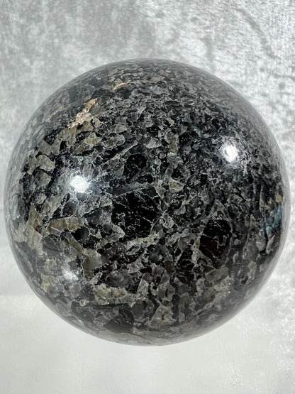 Black Tourmaline And Calcite Sphere. 71mm. Beautiful Display Sphere With Amazing Colors And Patterns.