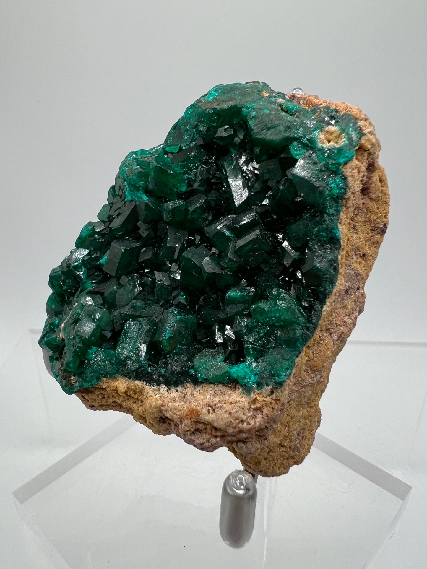 Dioptase Crystal Specimen. High Quality Flashy Mineral From The Congo. Gorgeous Colors And Cubes.