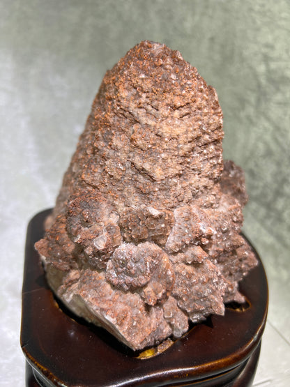 Red Pagoda Calcite With Hematite Inclusions. 5.3 lbs. Stunning Large Flashy Calcite Display Specimen. Includes Custom Wooden Stand