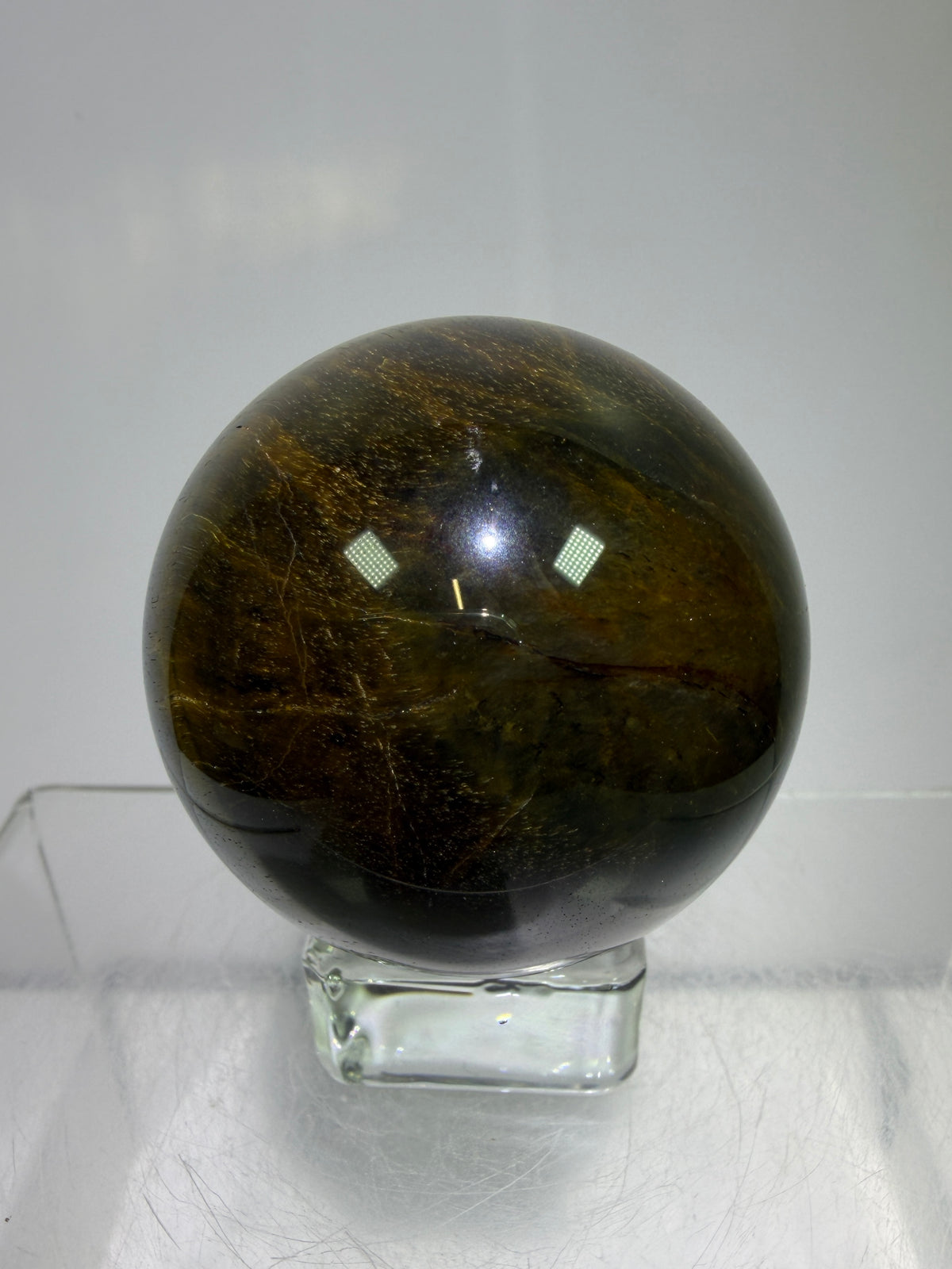 Blue Tigers Eye Sphere. 49mm. Rare Blue And Gold Hawks Eye Crystal. Beautiful Colors And Flash