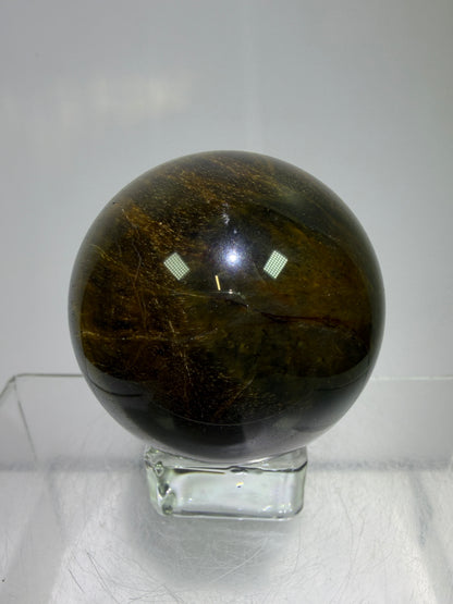 Blue Tigers Eye Sphere. 49mm. Rare Blue And Gold Hawks Eye Crystal. Beautiful Colors And Flash