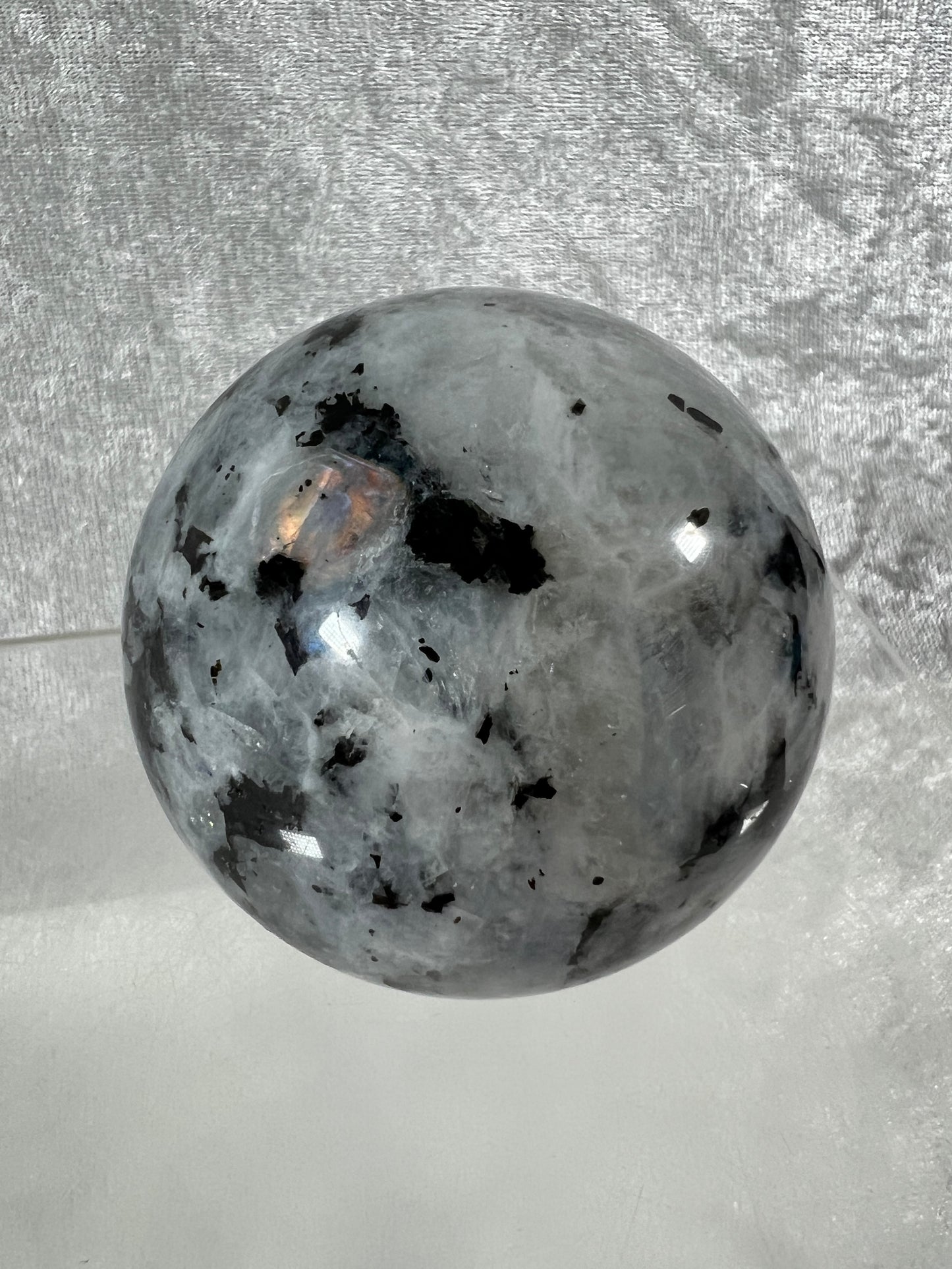 Rainbow Moonstone Sphere. 60mm. Gorgeous Rainbow And Blue Flash! High Quality Display Sphere
