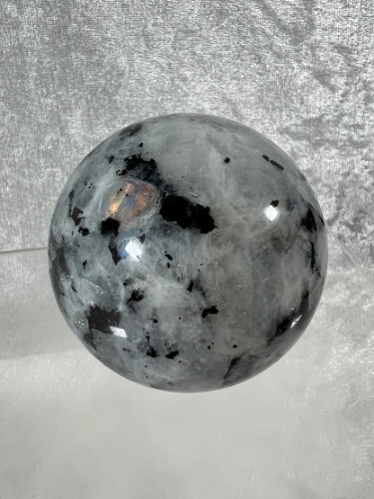 Rainbow Moonstone Sphere. 60mm. Gorgeous Rainbow And Blue Flash! High Quality Display Sphere