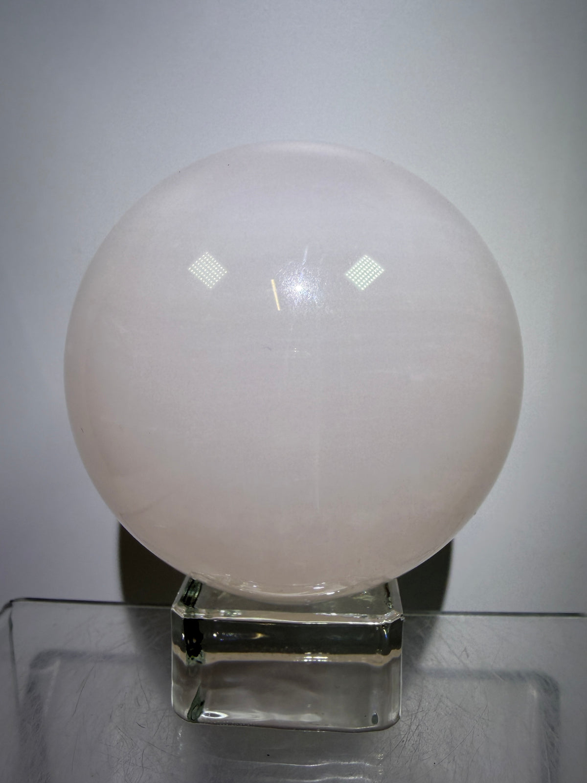 Mangano Calcite Sphere. 70mm. Very Intense Orange UV Reaction. Large High Quality Display Crystal.