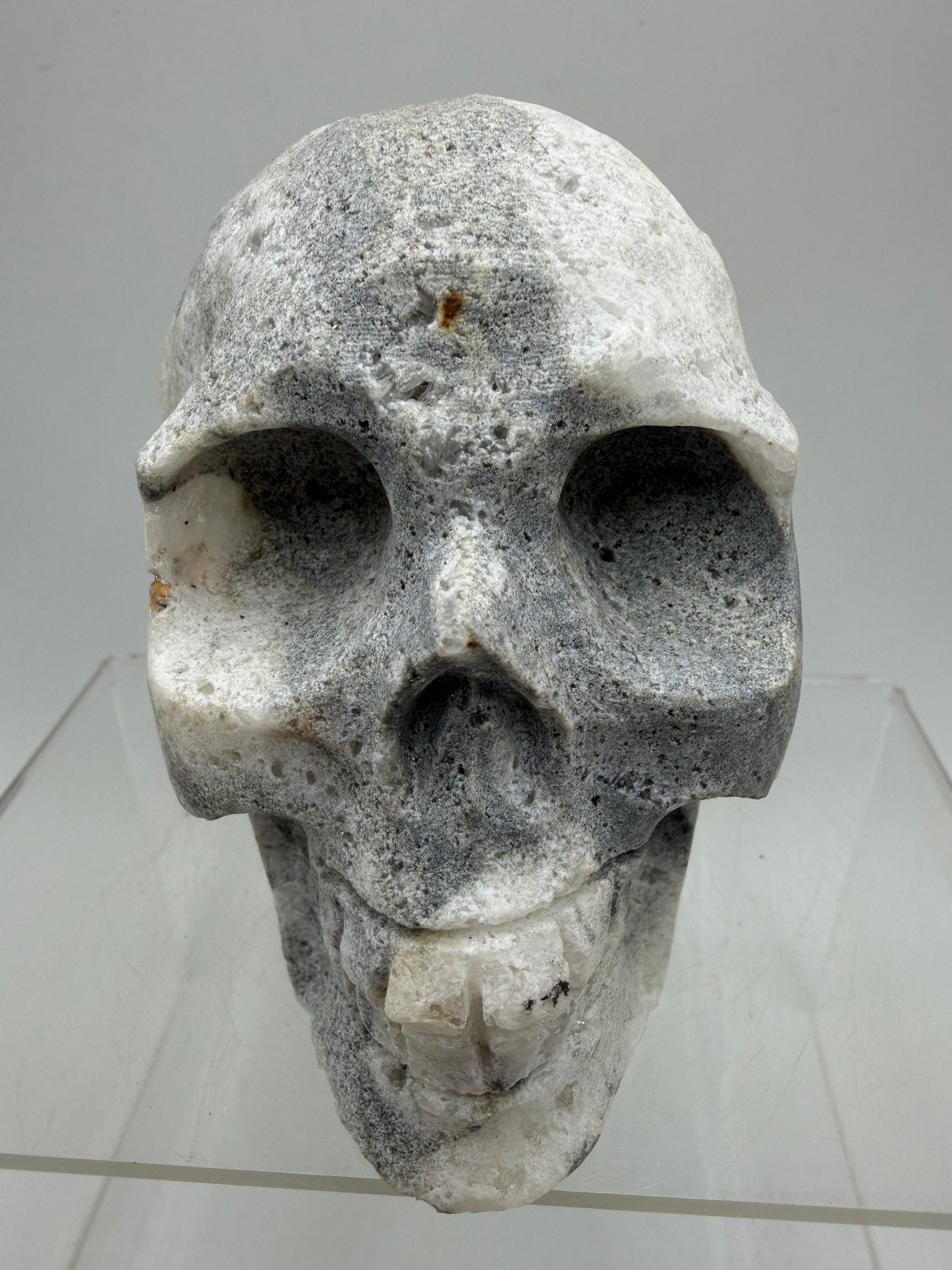Quartz Cluster Skull Carving. Very Unique And Interesting Display Crystal