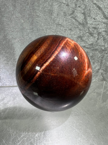 Red Tigers Eye Sphere. 65mm. Amazing Red And Gold Flash! Gorgeous Display Sphere!