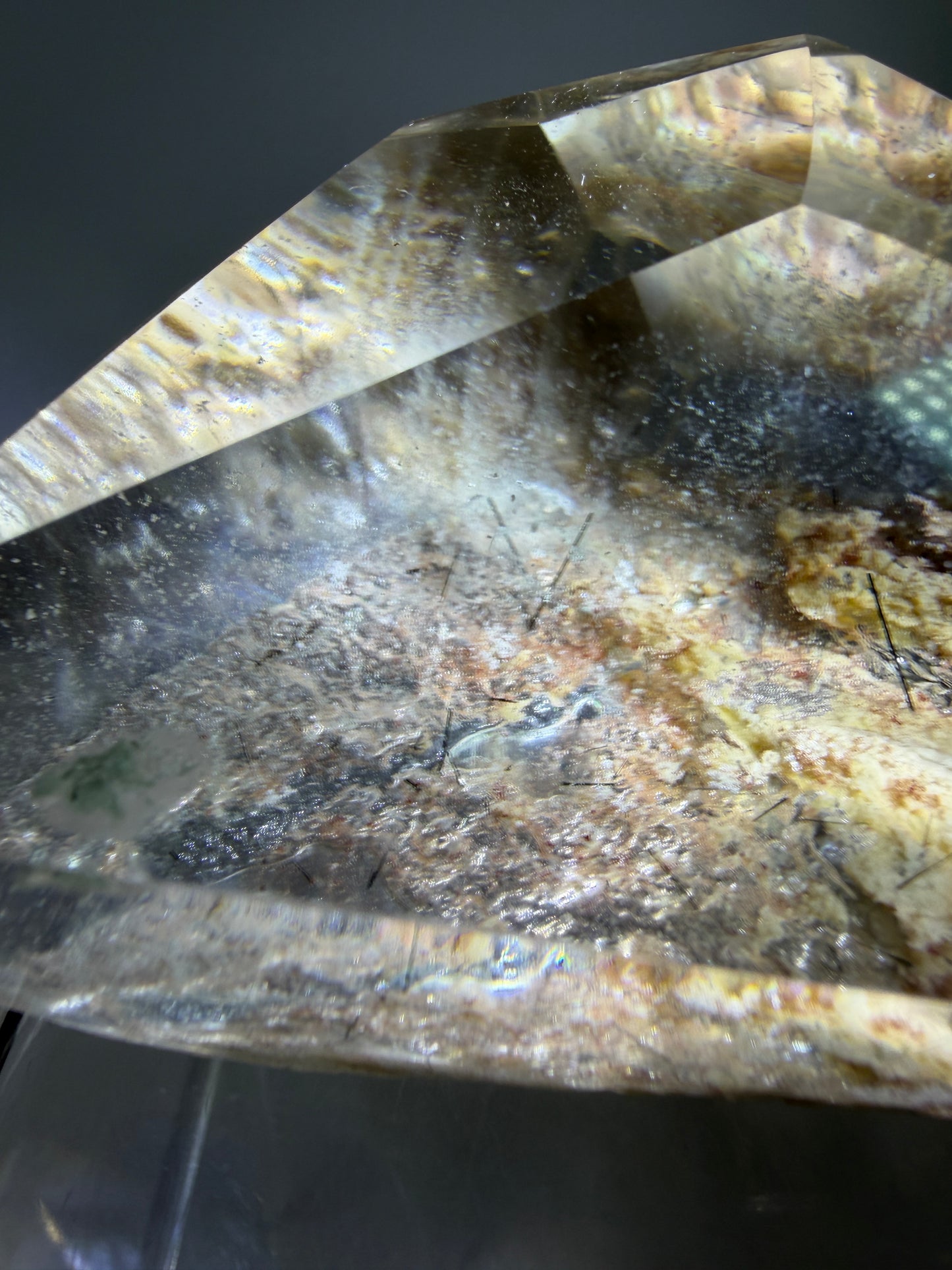 Garden Quartz Polished Freeform. Gorgeous Tourmaline And Scenic Quartz From Brazil. Very High Quality Lodolite Freeform.