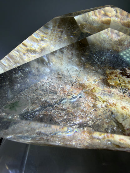 Garden Quartz Polished Freeform. Gorgeous Tourmaline And Scenic Quartz From Brazil. Very High Quality Lodolite Freeform.