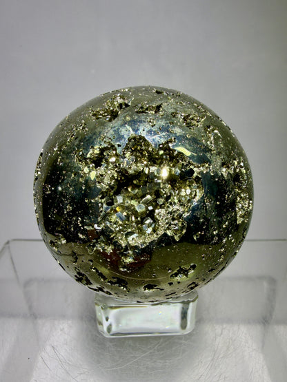 Pyrite Crystal Sphere. 52mm World Class Display Sphere From Peru. Gorgeous Top Quality Cubic Druzy