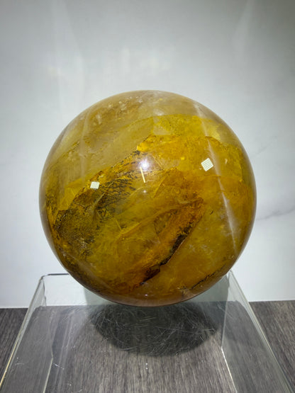Dendritic Golden Healer Sphere. Large Display Sphere. 85mm. High Quality With Amazing Dendritic Inclusions.