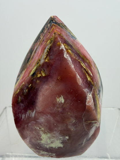 Strawberry Pink Opal Flame From Peru. Gorgeous Bright Colors And Patterns. Rare Display Crystal.