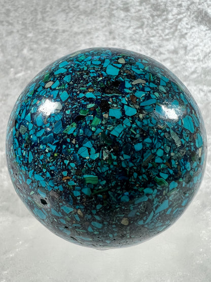 Chrysocolla Conglomerate Crystal Sphere. 74mm. Gorgeous Combination Of Rare Minerals. Stunning Colors!