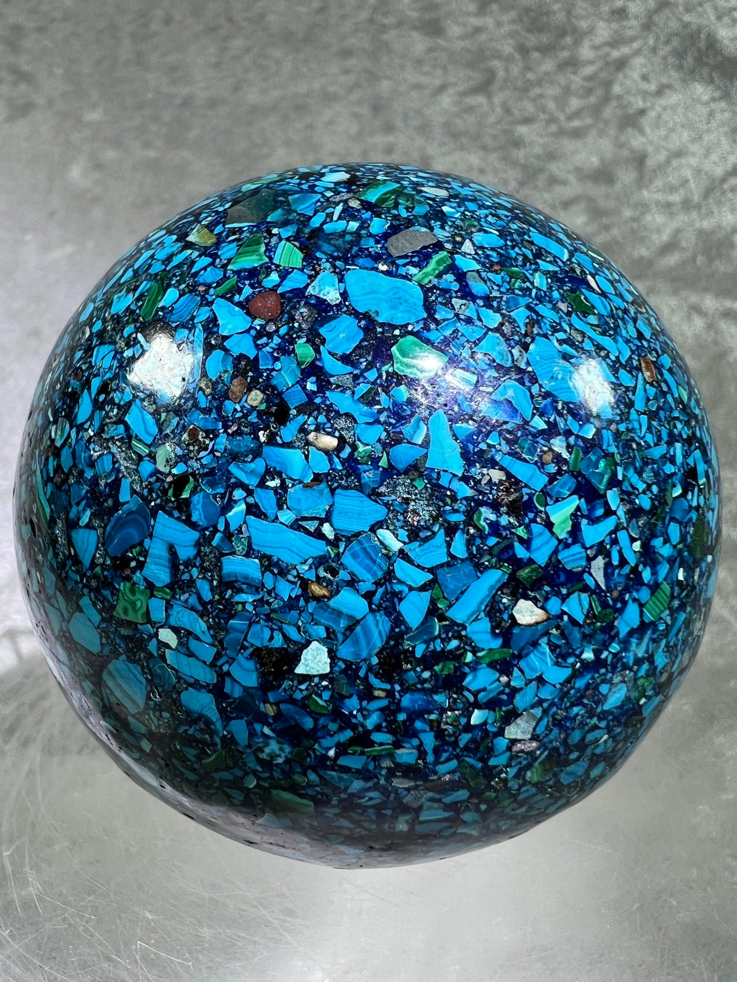 Chrysocolla Conglomerate Crystal Sphere. 74mm. Gorgeous Combination Of Rare Minerals. Stunning Colors!