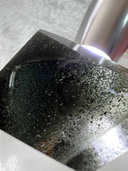 Garden Quartz Polished Freeform. Beautiful Green Landscape Quartz. Amazing Polished Lodolite Freeform.