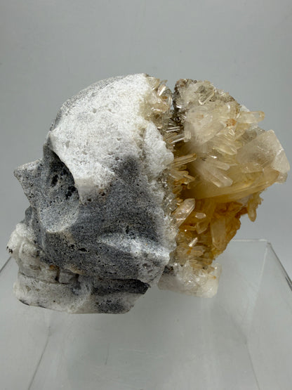 Quartz Cluster Skull Carving. Very Unique And Interesting Display Crystal