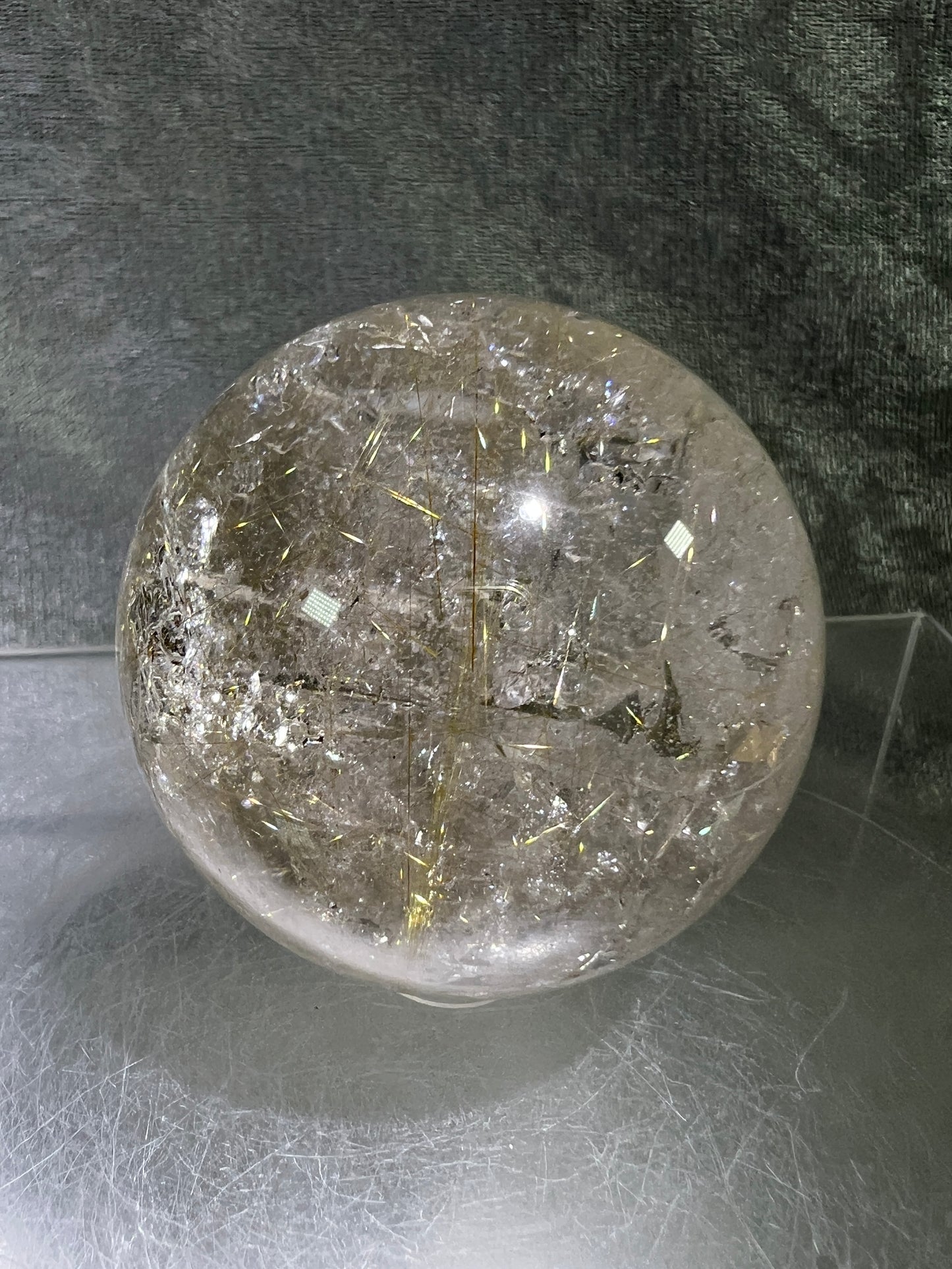 Rutile Quartz Sphere. 54mm. Gorgeous Golden Rutilated Quartz. Stunning Display Sphere