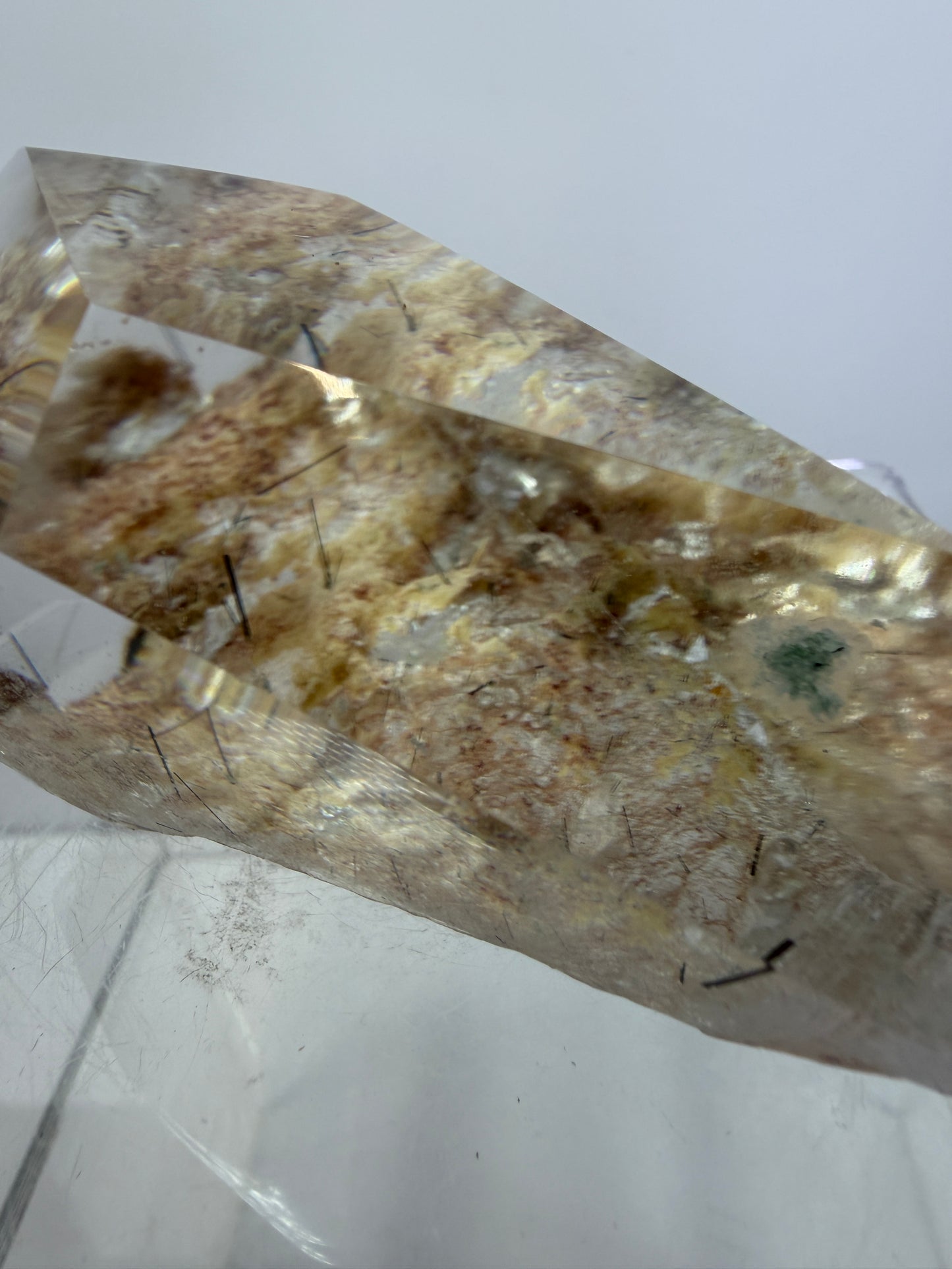 Garden Quartz Polished Freeform. Gorgeous Tourmaline And Scenic Quartz From Brazil. Very High Quality Lodolite Freeform.