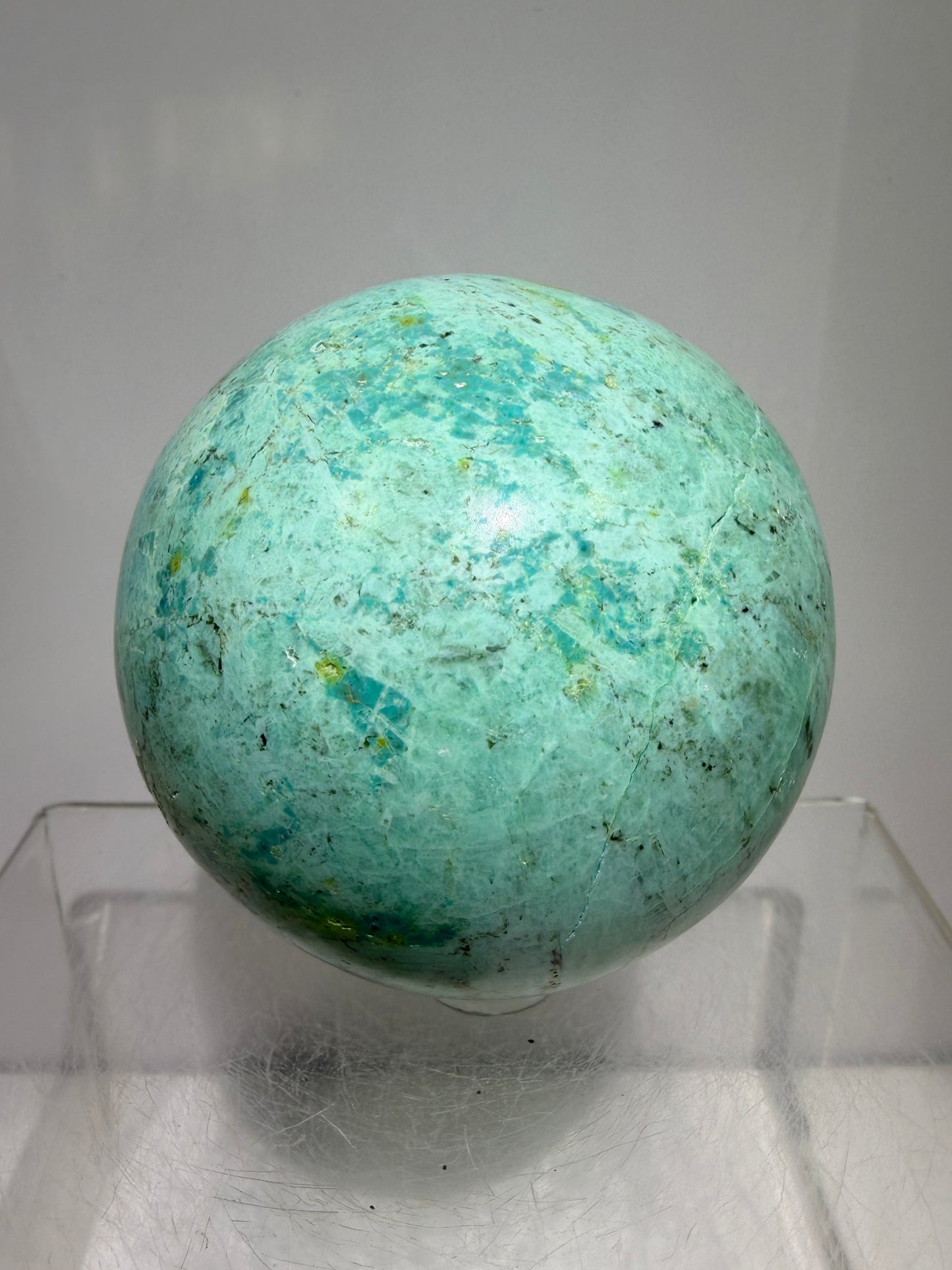 Chrysocolla Turquoise Sphere. 68mm. Beautiful Peruvian Turquoise. Amazing Display Sphere