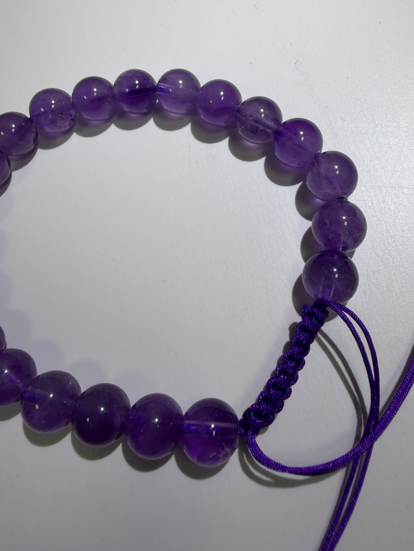 Amethyst Bead Bracelet. 8mm. Gorgeous Crystal Bracelet With Adjustable Band