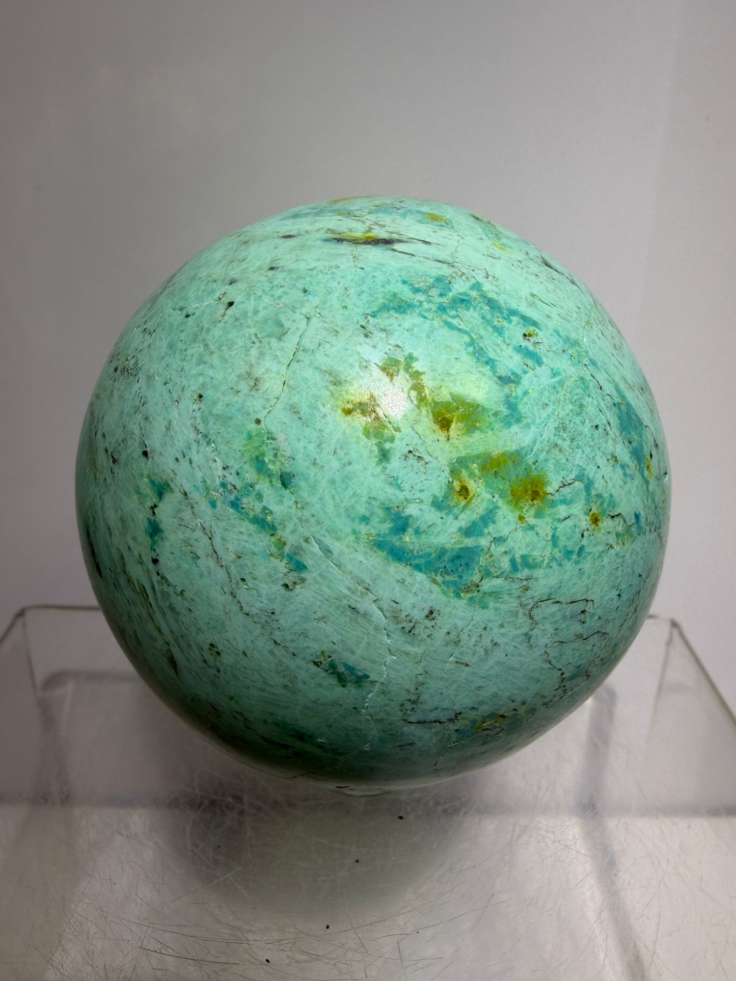 Chrysocolla Turquoise Sphere. 68mm. Beautiful Peruvian Turquoise. Amazing Display Sphere