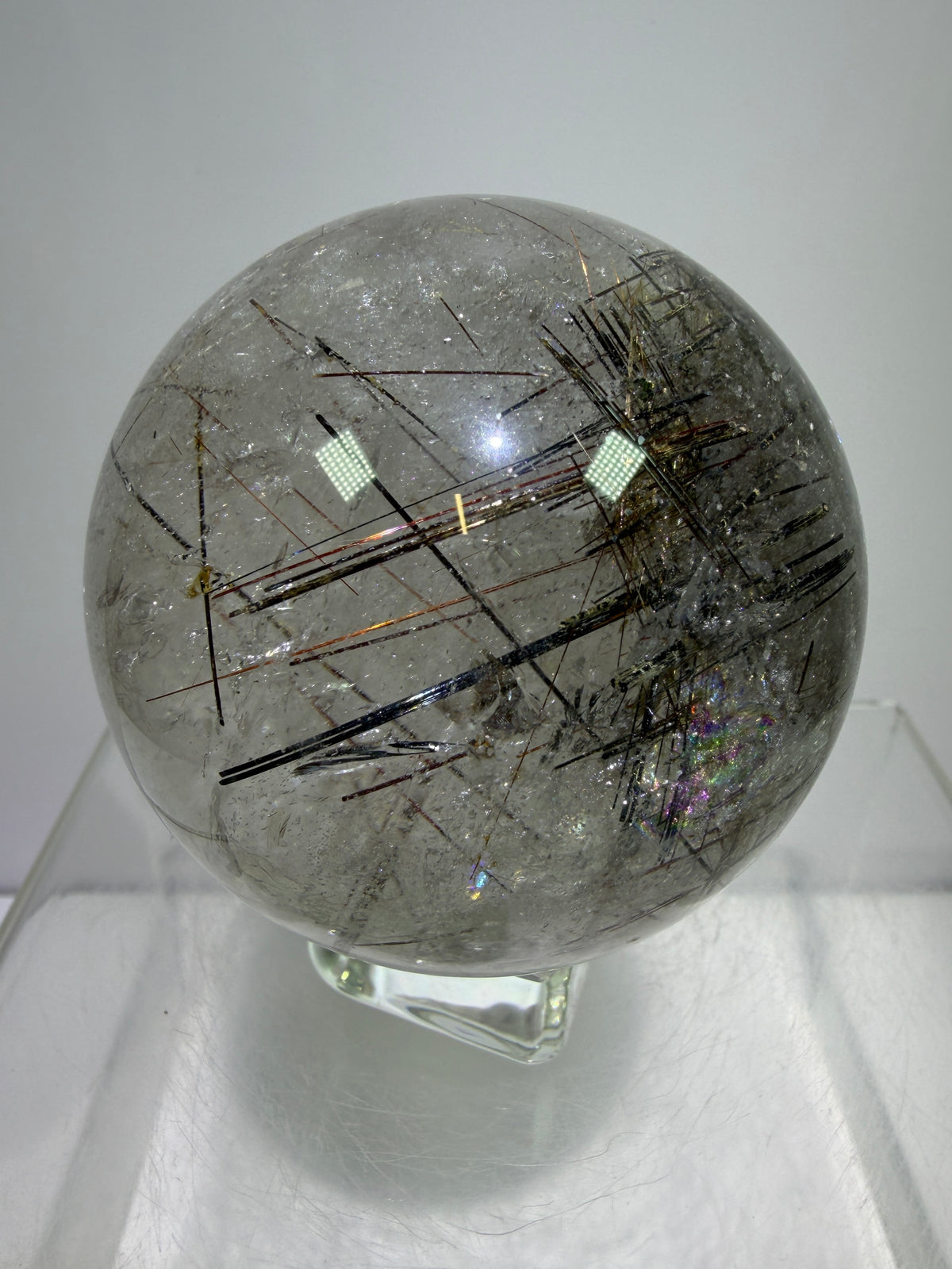 Rutile Quartz Sphere. 65mm. Crazy Rutile Plate Inclusion. High Quality Golden Rutilated Quartz.