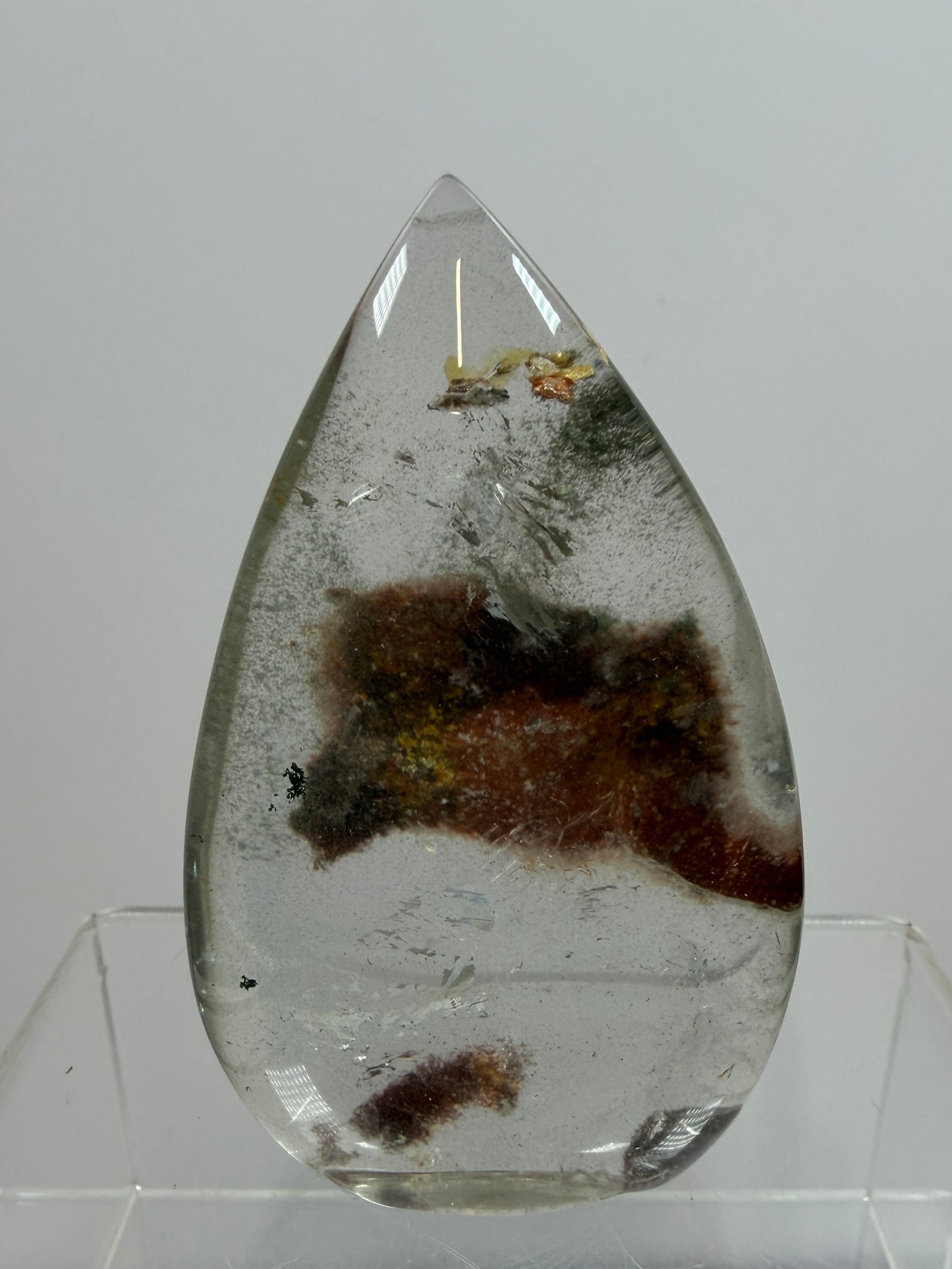Garden Quartz Crystal Flame. Gorgeous Orange And Green Landscape. Rare Lodolite Quartz Flame