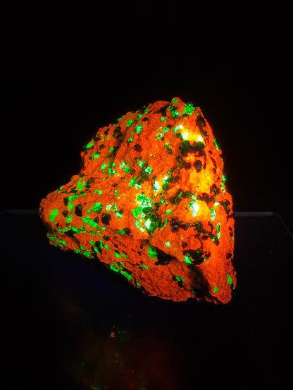 Franklinite, Willemite, And Calcite UV Specimen. Beautiful UV Reactive Crystals With Stunning Colors. High Quality Display Crystal