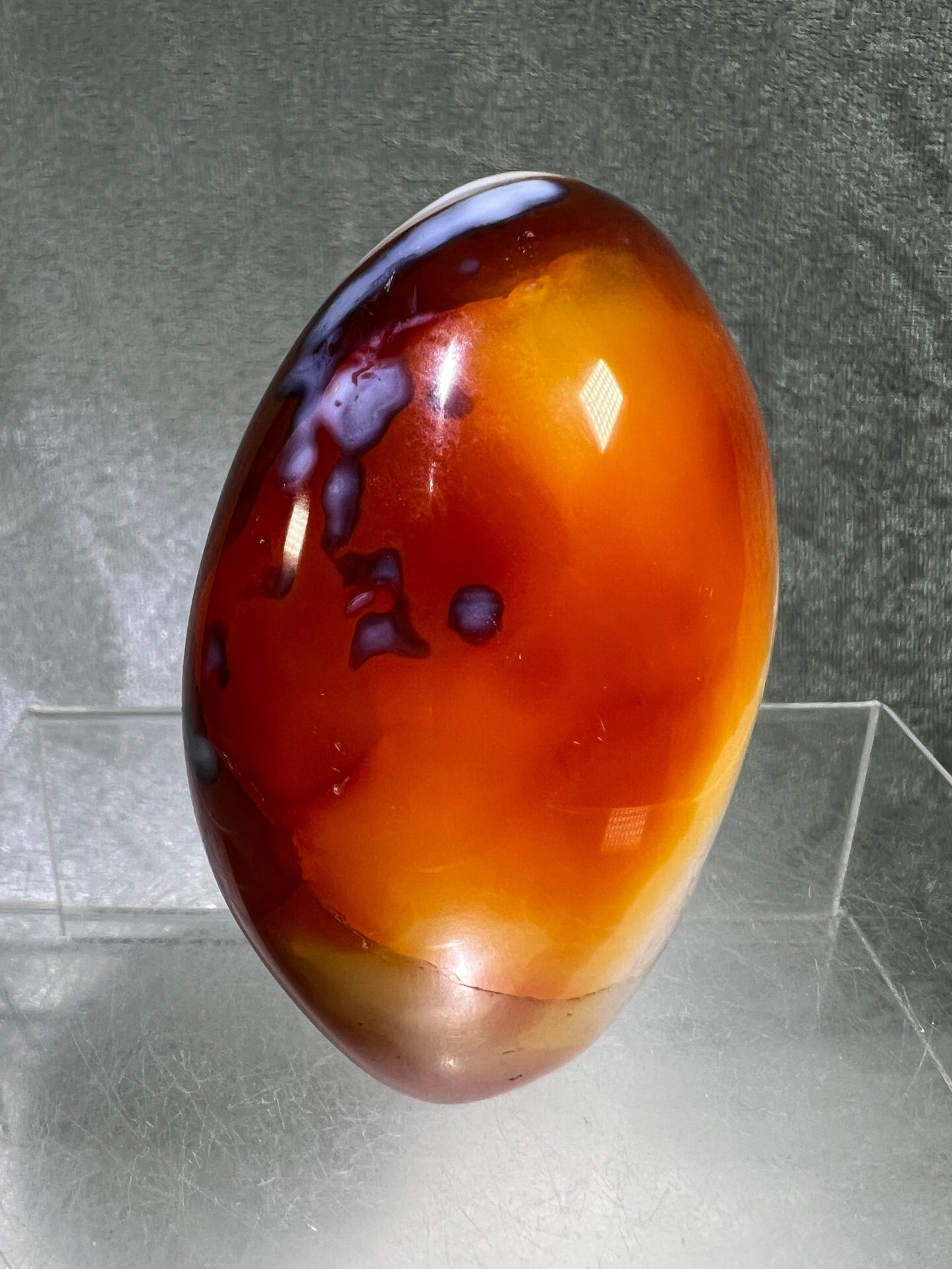 Carnelian Polished Freeform. Stunning Carnelian With Spots Of Orca From Madagascar. Amazing Colors On This High Quality Crystal