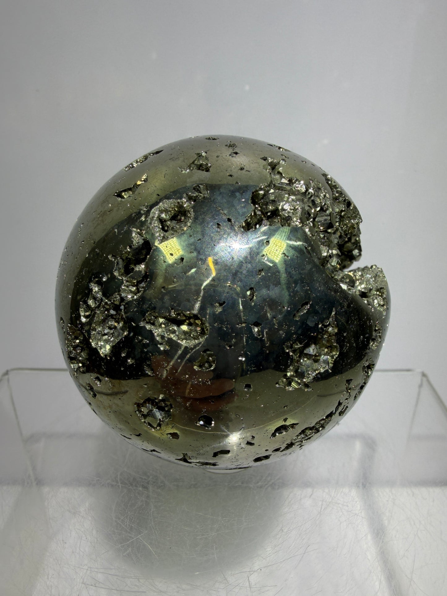 Pyrite Crystal Sphere. 60mm. Druzy World Class Display Sphere From Peru. Gorgeous Top Quality Cubic Druzy