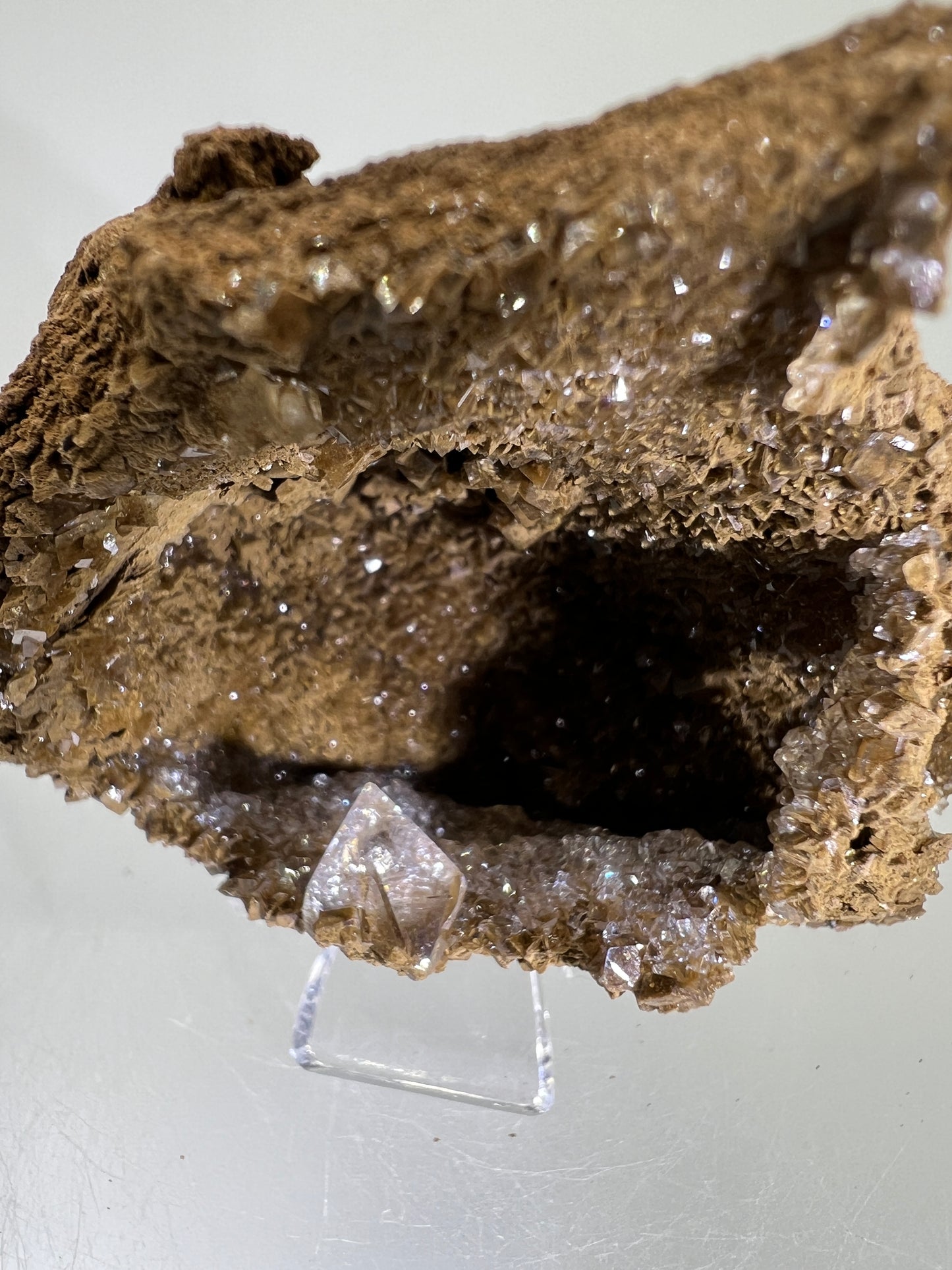 Brown Diamond Calcite Specimen. Stunning Druzy Flash! Incredible Cave Formation. Very Unique Crystal Display Piece.
