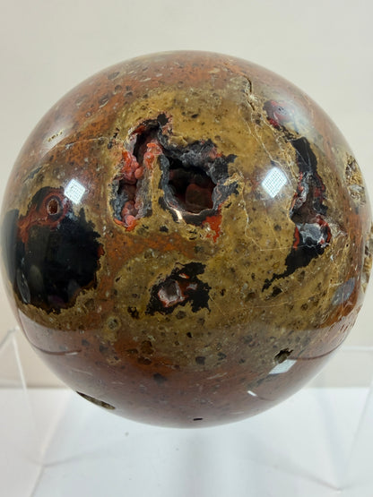 Red Fox Agate Sphere. 74mm. Amazing Druzy Crater Agate From Argentina. Rare Botryoidal Nodules