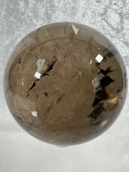 Rutile Quartz Sphere. 58mm. Gorgeous Smoky Quartz With Stunning Golden Rutile Inclusions.