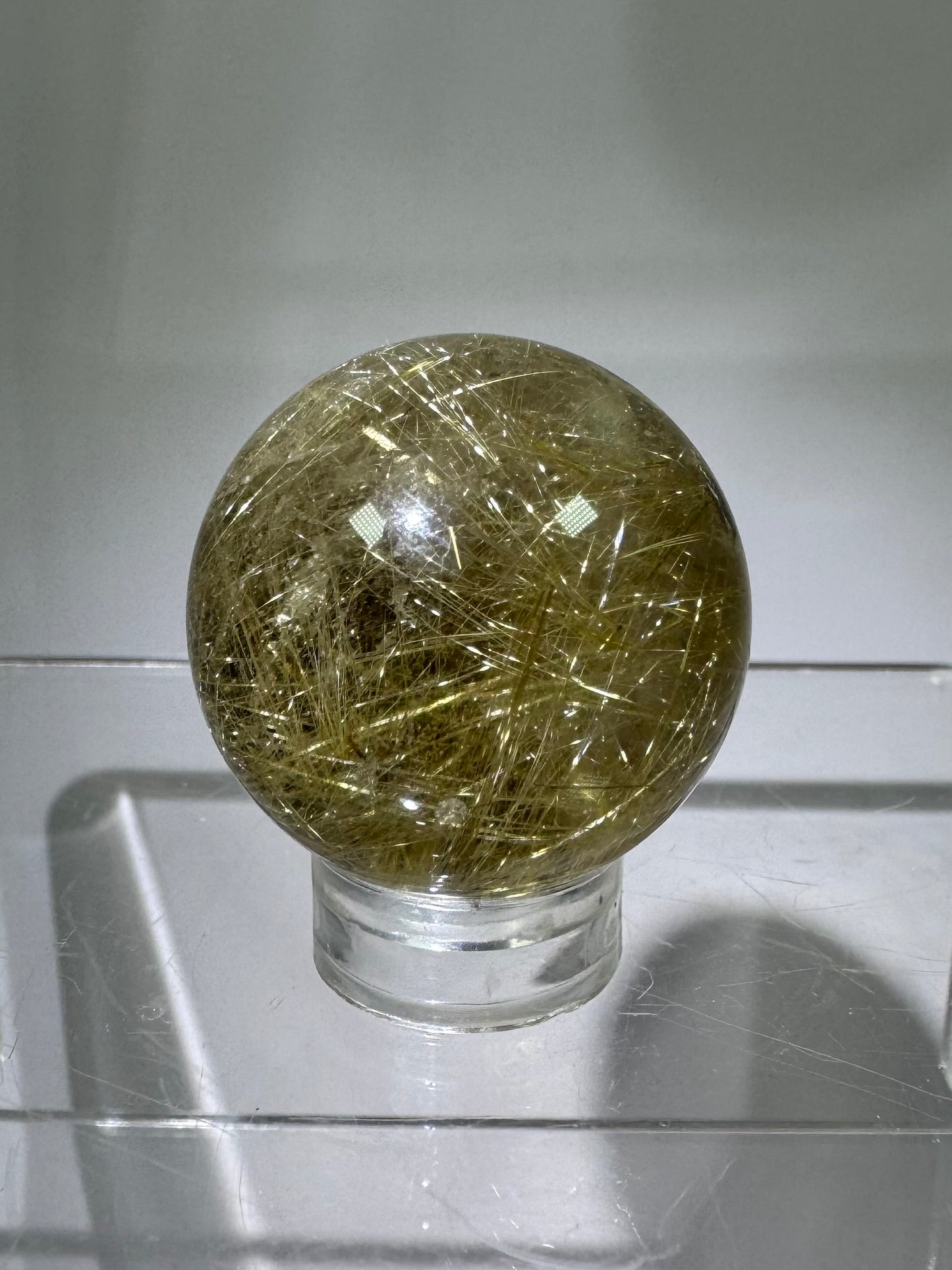 Rutile Quartz Sphere. Amazing Rare Rutile Flowers. Small But Mighty!