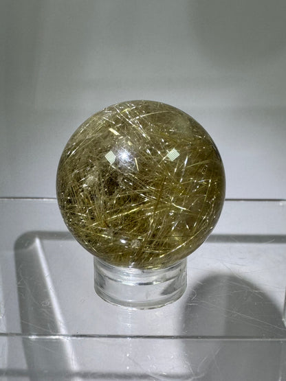 Rutile Quartz Sphere. Amazing Rare Rutile Flowers. Small But Mighty!