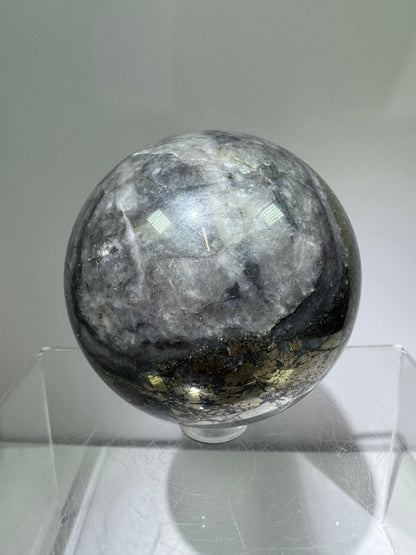Pyrite And Purple Agate Sphere. 62mm. Beautiful Color Combination. Unique Display Sphere.